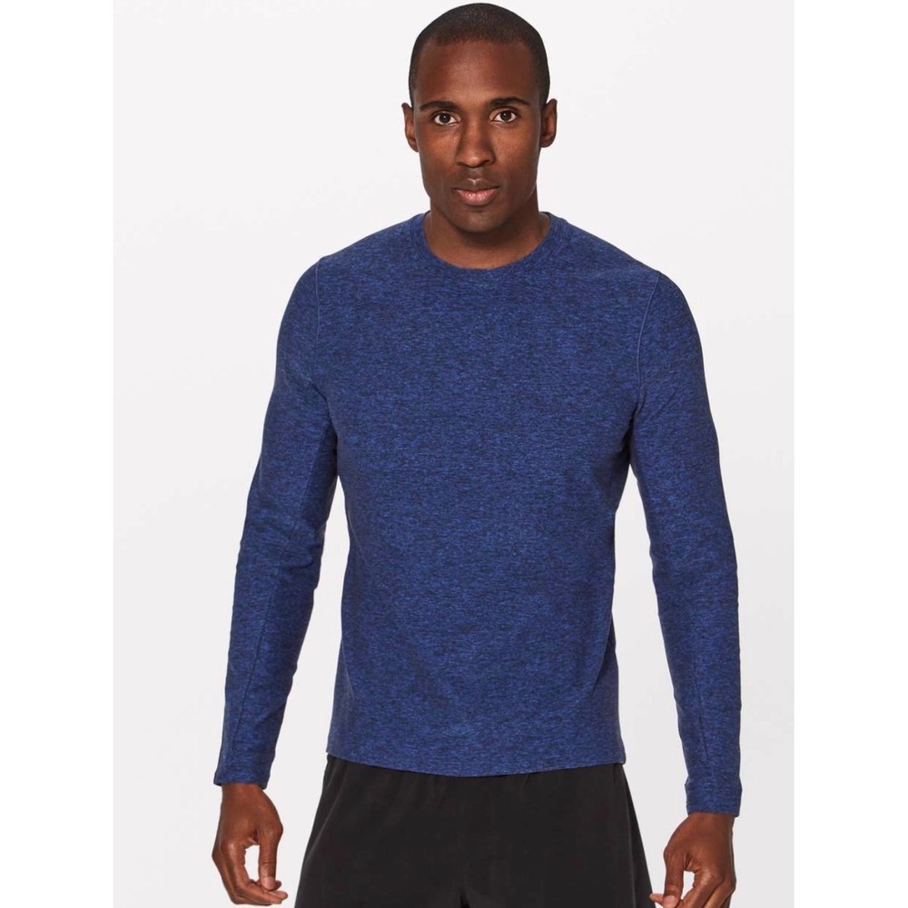Lululemon Surge Warm Long Sleeve Heathered Blue M Running Athletic Base Layer